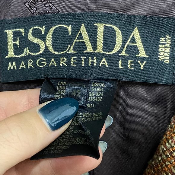 Escada Wool Blend Tweed Leaf Fall Foliage Button Up Blazer Jacket - Picture 9 of 10